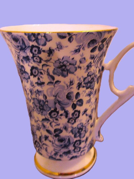 (2)Royale Garden Bone China Staffordshire England Pedestal Mug Hand Decorated - Picture 1 of 10